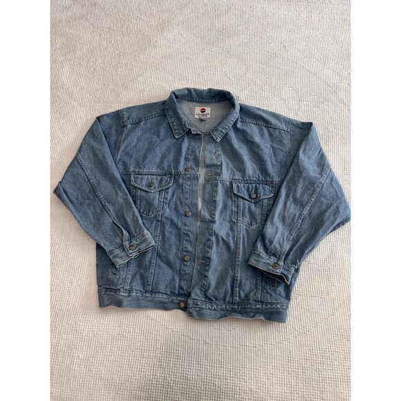 Vintage 90s Pepsi Cola Denim Baggy Oversized Fit Soda Jean Jacket Trucker Sz XL - Picture 1 of 7